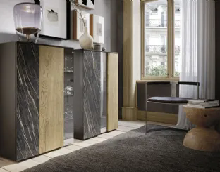 Madia Horizon Tetris 966 bis in legno, laminam e vetro di Mobilgam