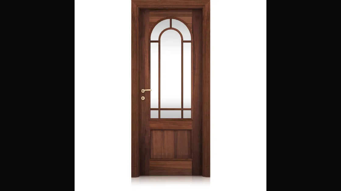 Porta per interni classica Arca Vetro in Noce nazionale e cristallo di Ferrero Legno