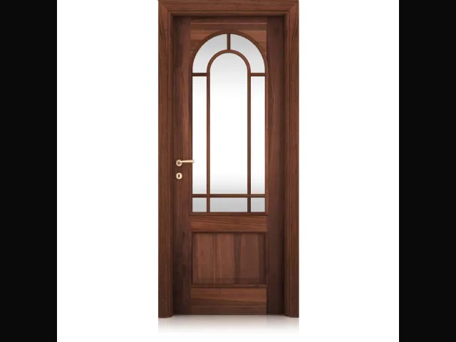 Porta per interni classica Arca Vetro in Noce nazionale e cristallo di Ferrero Legno
