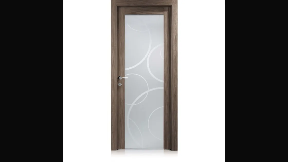 Porta per interni Area1 in laminato grafis moka con cristallo di Ferrero Legno