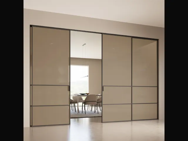 Porta per interni Scenario Delineo Industrial con cristallo Textil Bronzo di Ferrero Legno
