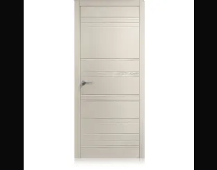 Porta per interni Equa Styla in laccato Tortora con inserti orizzontali della texture Trame di Ferrero Legno