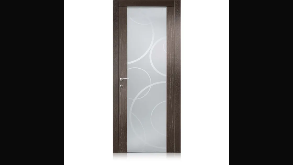 Porta per interni Glass in Ecorovere Moro con Vetro Bolla di Ferrero Legno