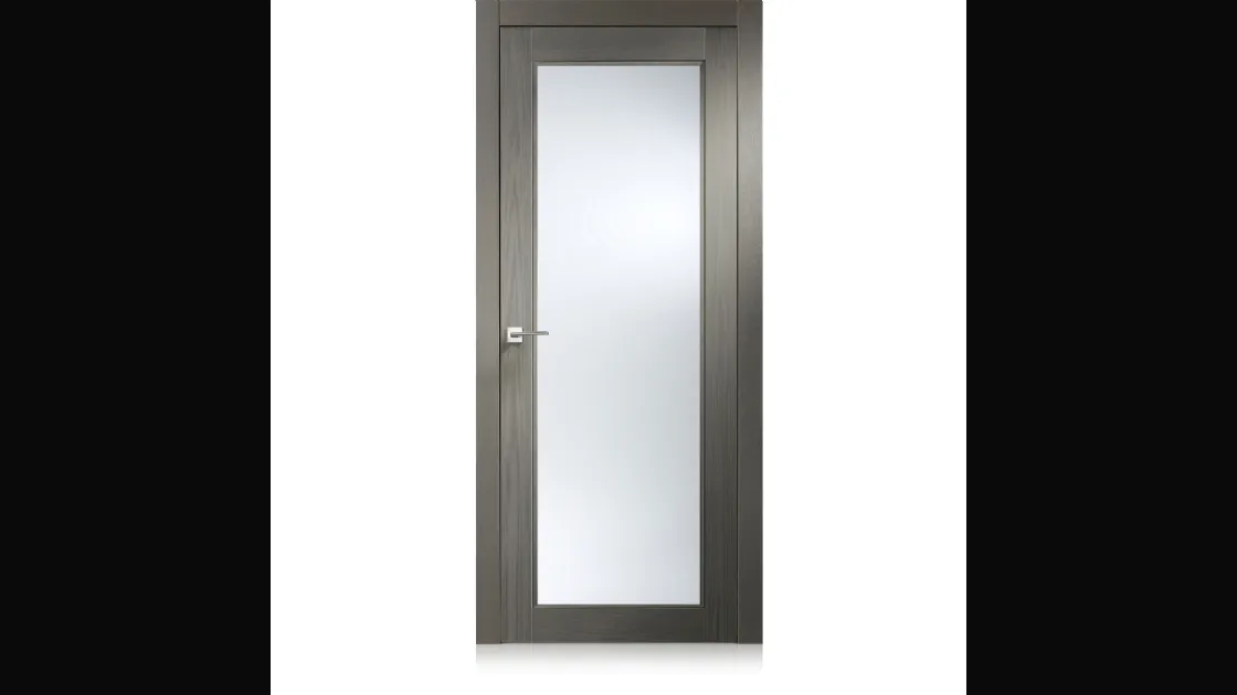 Porta per interni Intaglio 0 in Ecorovere Grigio con Vetro di Ferrero Legno