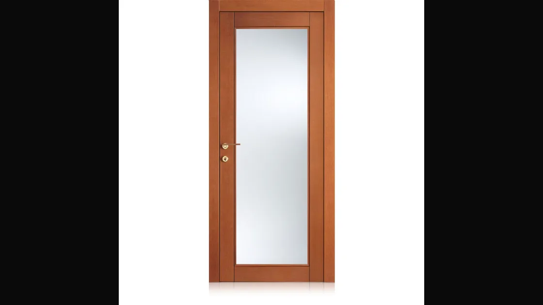 Porta per interni Intaglio 0 in Tanganika con Vetro di Ferrero Legno