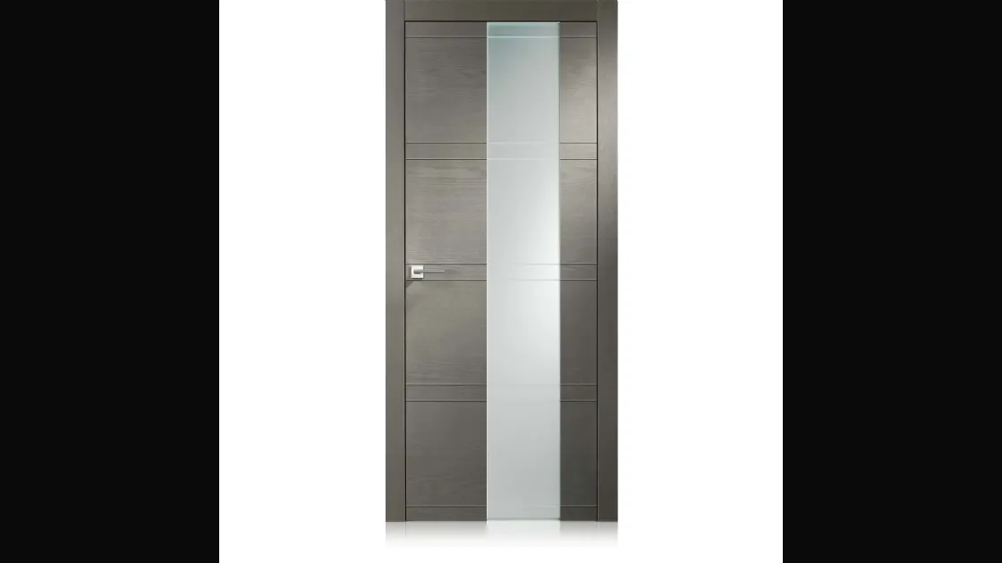 Porta per interni Intaglio 10 in Ecorovere Grigio con Vetro di Ferrero Legno