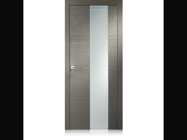 Porta per interni Intaglio 10 in Ecorovere Grigio con Vetro di Ferrero Legno