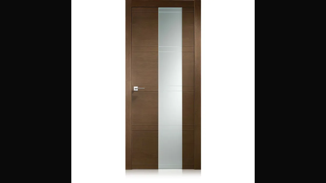 Porta per interni Intaglio 10 in Ecorovere Nut con Vetro di Ferrero Legno