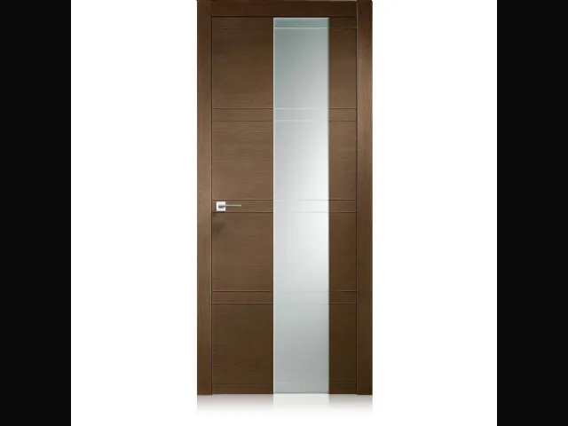 Porta per interni Intaglio 10 in Ecorovere Nut con Vetro di Ferrero Legno