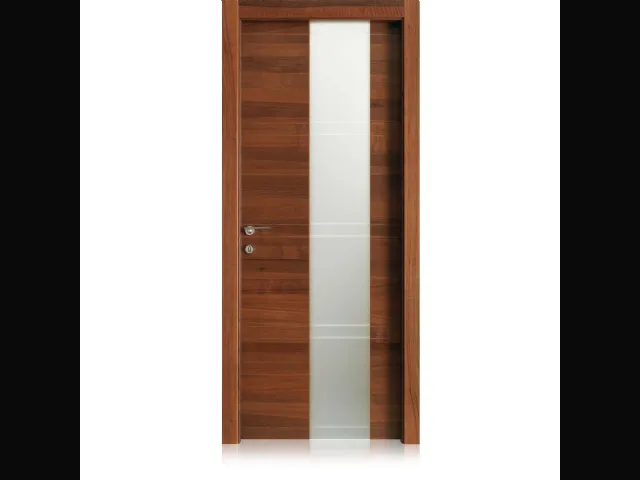 Porta per interni Intaglio 10 in Noce con Vetro gi Ferrero Legno
