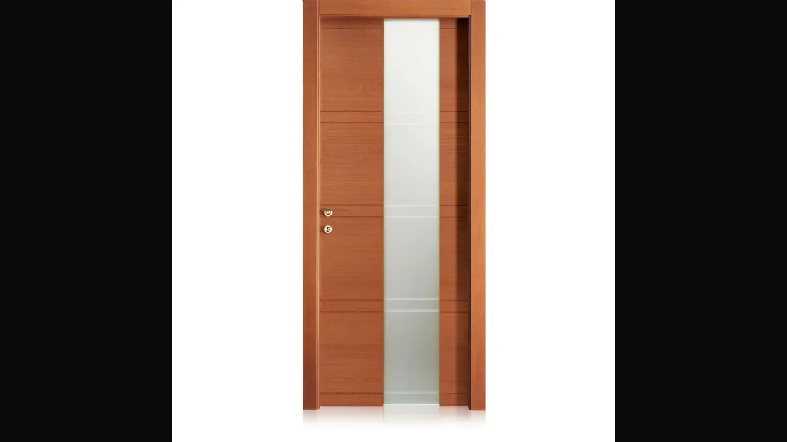 Porta per interni Intaglio 10 in Tanganika con Vetro di Ferrero Legno