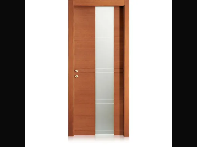 Porta per interni Intaglio 10 in Tanganika con Vetro di Ferrero Legno