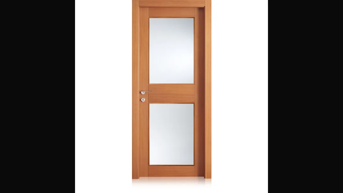 Porta per interni Intaglio 2 finitura Blond con 2 Vetri di Ferrero Legno