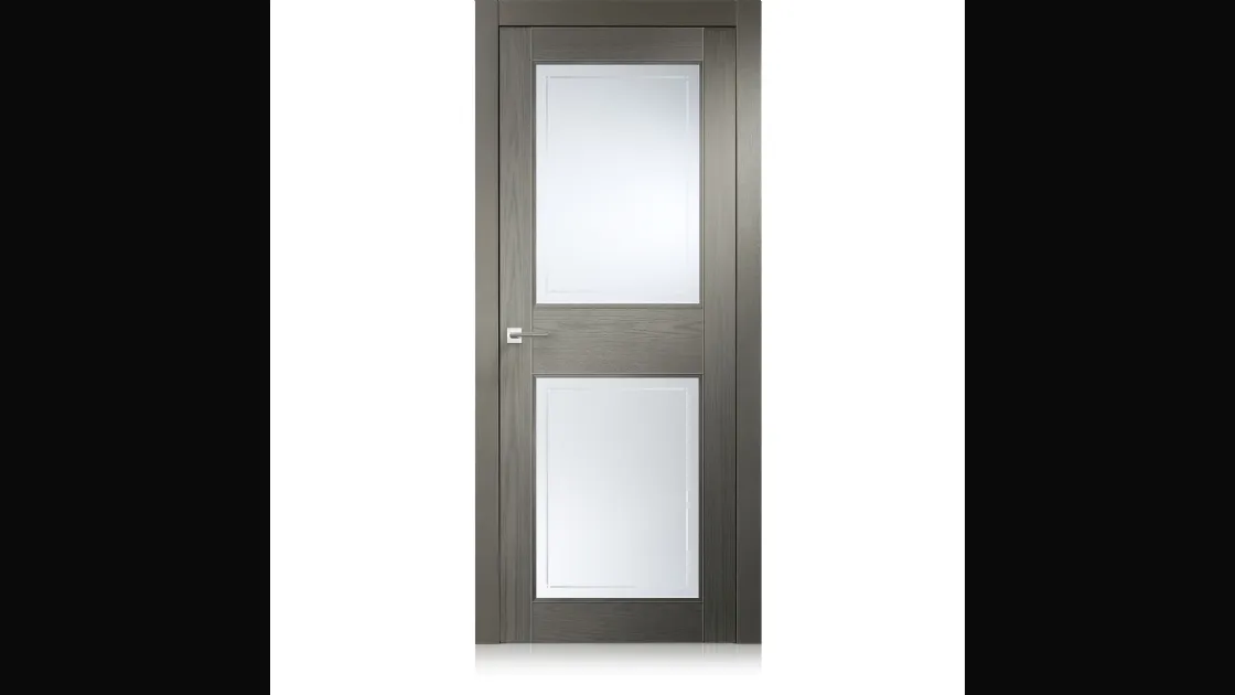 Porta per interni Intaglio 2 in Ecorovere Grigio con Vetri di Ferrero Legno