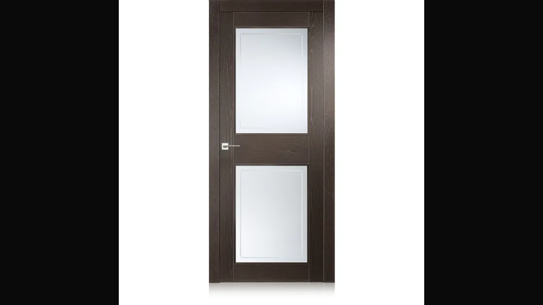 Porta per interni Intaglio2 in Ecorovere Moro con cristallo di Ferrero Legno