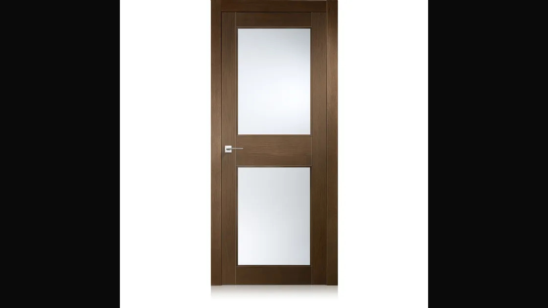 Porta per interni Intaglio 2 in Ecorovere Nut con Vetri di Ferrero Legno