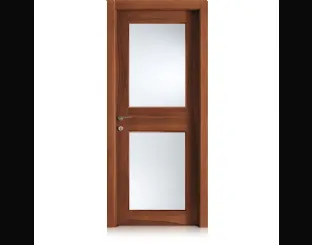 Porta per interni Intaglio 2 in Noce con 2 Vetri di Ferrero Legno