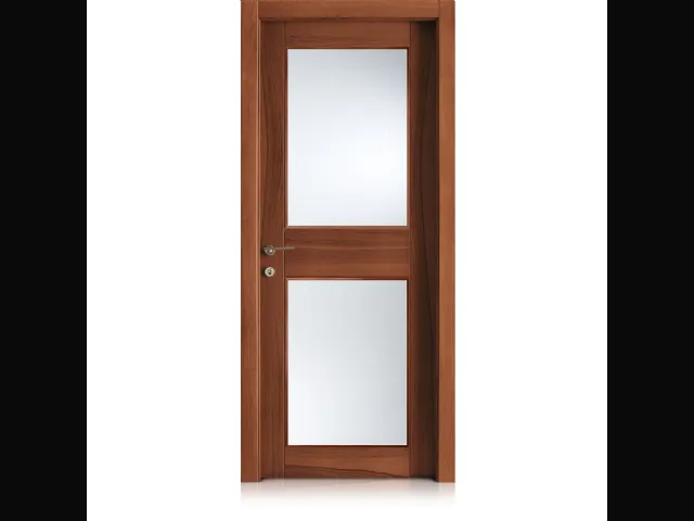 Porta per interni Intaglio 2 in Noce con 2 Vetri di Ferrero Legno