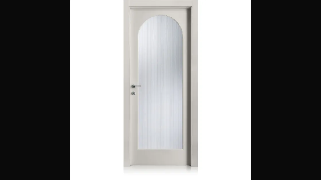 Porta per interni Kevia14 in laccato opaco Grigio Lux e cristallo di Ferrero Legno