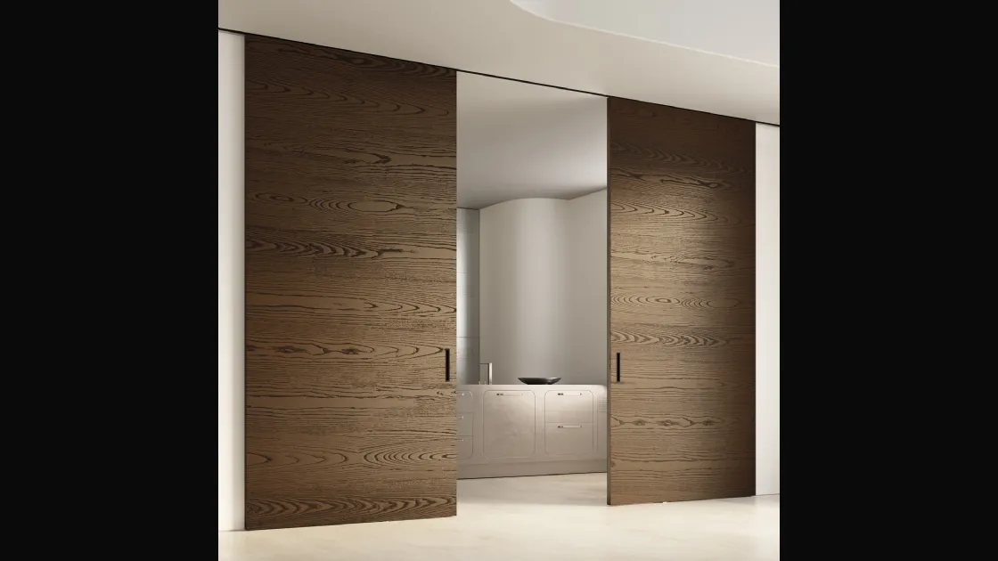 Porta per interni scorrevole Scenario Lignum in Ecorovere Nut di Ferrero Legno