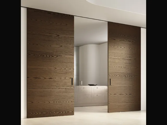 Porta per interni scorrevole Scenario Lignum in Ecorovere Nut di Ferrero Legno