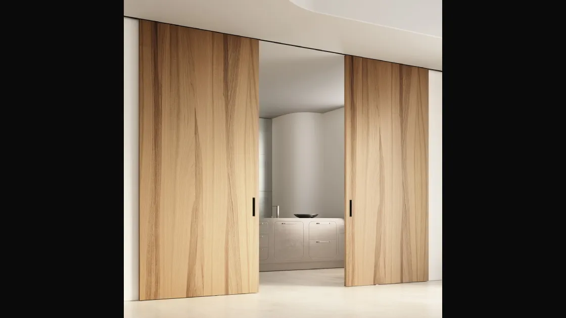 Porta per interni scorrevole Scenario Lignum in Noce Naturale di Ferrero Legno