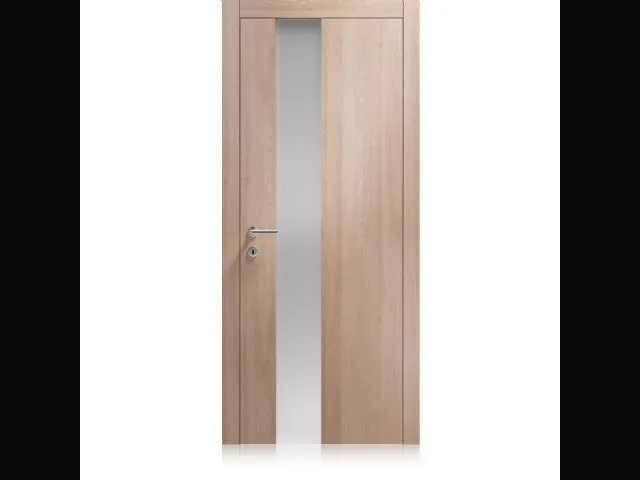 Porta per interni Liss Vetro in laminato finitura Ontario Cenere e cristallo di Ferrero Legno