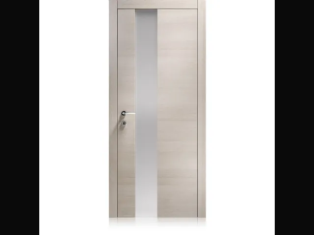 Porta per interni Logica Vetro in laminato finitura Ontario Perla con cristallo di Ferrero Legno