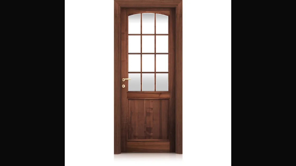 Porta per interni Magika in Noce con Vetro Listellato di Ferrero Legno