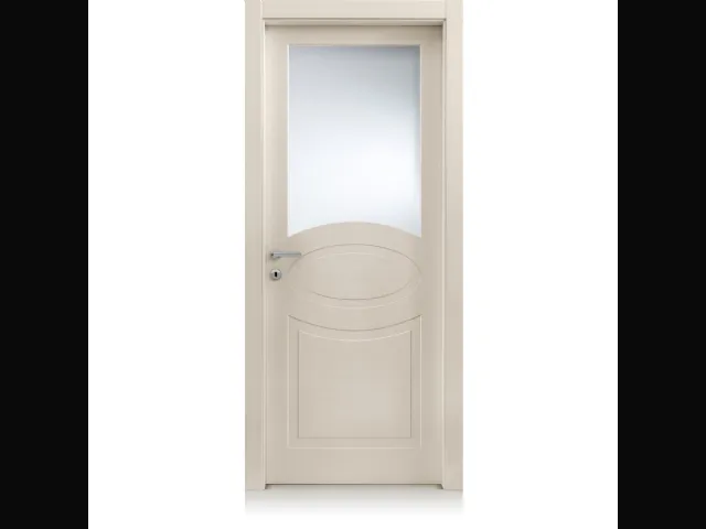 Porta per interni Mixy8 in laccato opaco Tortora e cristallo di Ferrero Legno