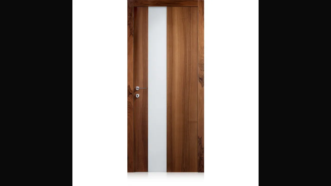 Porta per interni a battente Nova in Noce con Vetro di Ferrero Legno