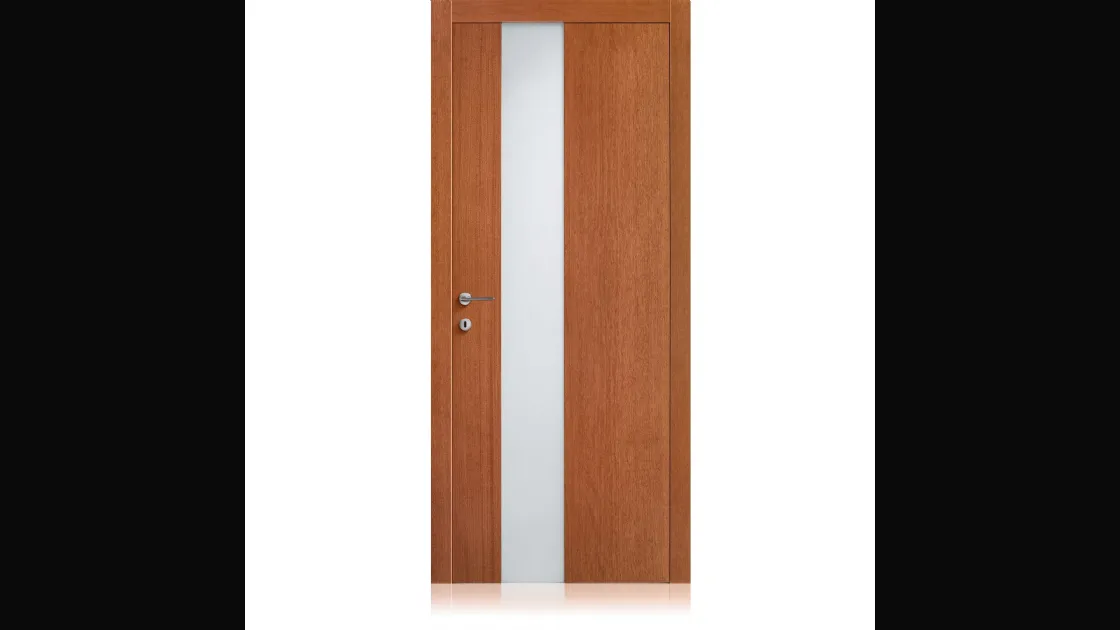 Porta per interni a battente Nova finitura Tanganika con cristallo di Ferrero Legno