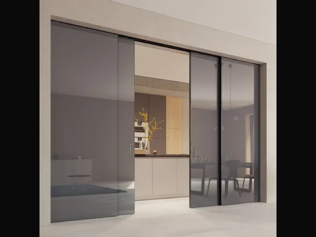 Porta per interni Scenario Premium con cristallo lucido Antracite di Ferrero Legno