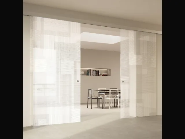 Porta per interni Scenario Visio in vetro satinato Extrachiaro Bianco di Ferrero Legno