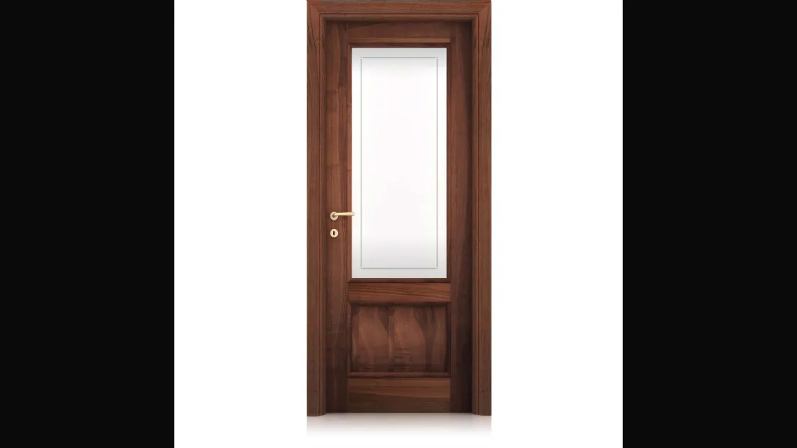 Porta per interni Tempora finitura Noce nazionale con cristallo di Ferrero Legno