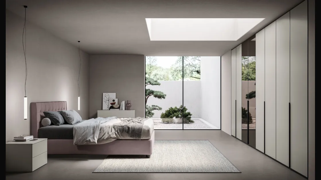 Armadio Ardecò Unica Grigio Londra e Specchio di Spagnol Mobili