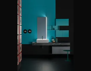 Mobile da Bagno sospeso in nobilitato e  laccato opaco e piano in laminato effetto pietra B GO CHROMATIC BG46 di Compab