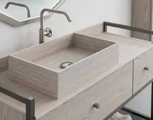 Mobile Bagno da appoggio in nobilitato effetto legno con piano e lavabo in HPL B201 BD022 di Compab