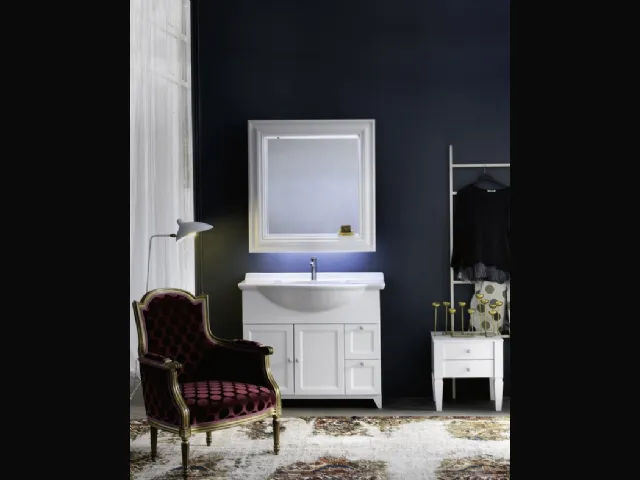 Mobile Bagno da appoggio in laccato bianco opaco e lavabo consolle in ceramica DIAMANTE DM13B di Compab