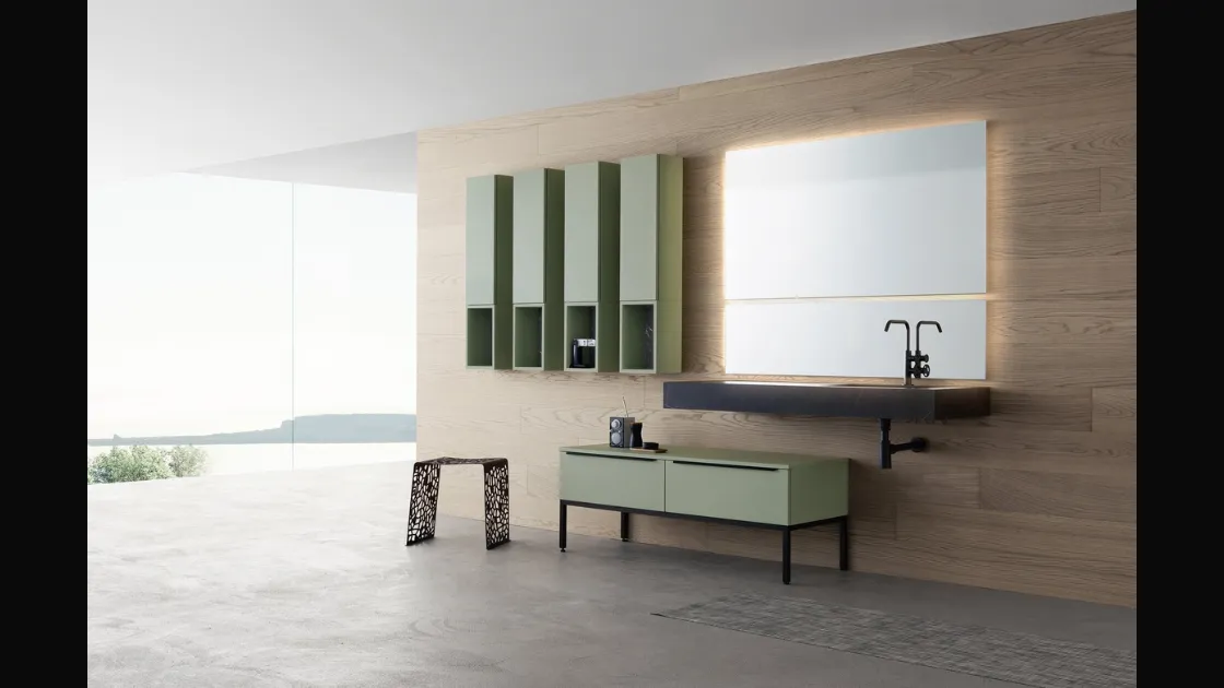 Mobile Bagno da terra in laccato sabbiato con lavabo integrato in gres K25 K HOUSE 53 di Compab