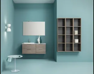 Mobile da Bagno sospeso in melaminico effetto legno con piano e lavabo in ceramica UPDATE UP 006 di Compab