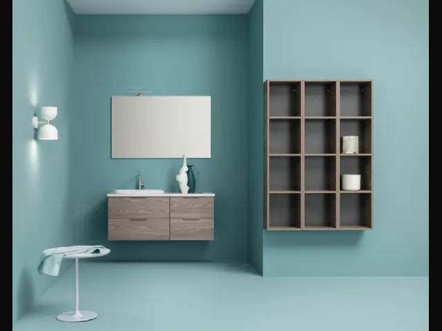 Mobile da Bagno sospeso in melaminico con piano e lavabo in ceramica UPDATE UP 006 di Compab