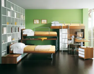 Cameretta salvaspazio con letti scorrevoli in legno e laccato Camere composizione 08 di Fratelli Elli