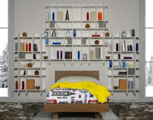 Cameretta Climb composizione 12 in legno con libreria in laccato bianco opaco di Fratelli Elli