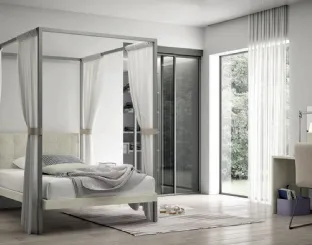 Cameretta componibile Space 014 con letto a baldacchino e angolo studio di Spagnol Mobili