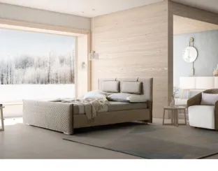 Letto con testiera e box contenitore in tessuto trapuntato Evergreen di Le Comfort