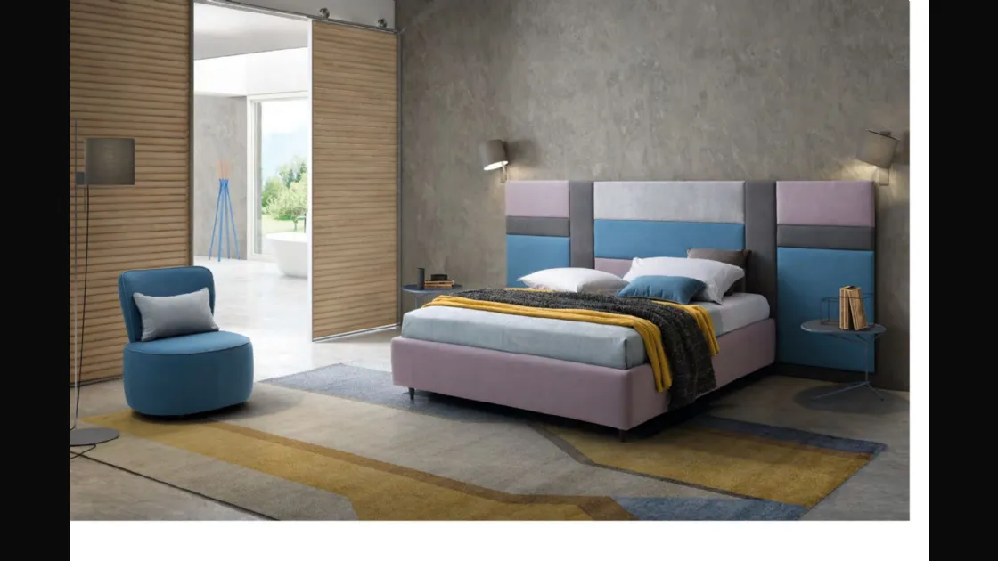 Letto matrimoniale in tessuto Ground con Boiserie di Le Comfort