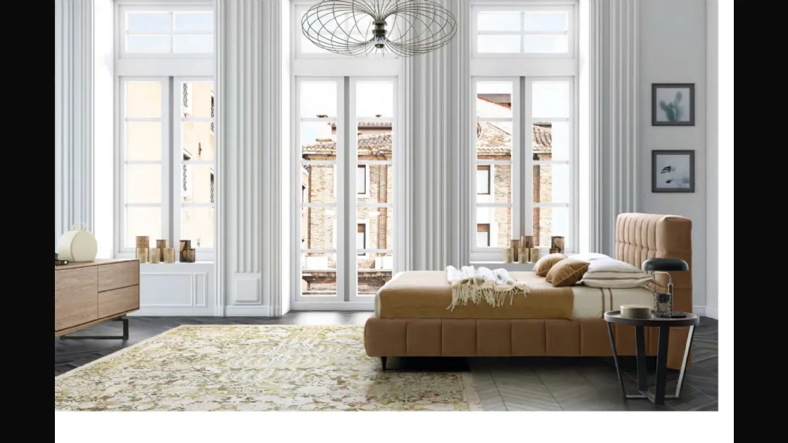 Letto matrimoniale imbottito con testiera trapuntata Orazio di Le Comfort