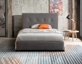 Letto singolo in tessuto con testiera trapuntata e box contenitore Love Le Comfort