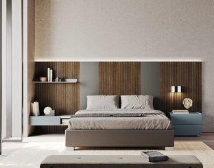 Letto matrimoniale con testiera Sistema Sipario di Mobilgam